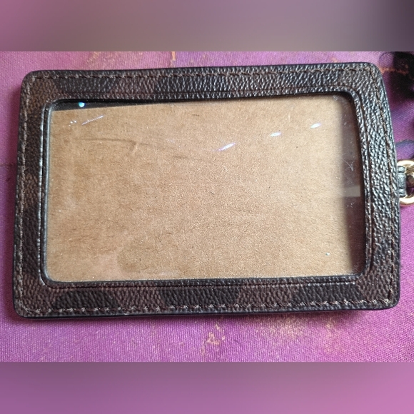 COACH Signature Canvas Badge ID Lanyard - Brown/Black - Iconic Logo Designer Old - Picture 5 of 8